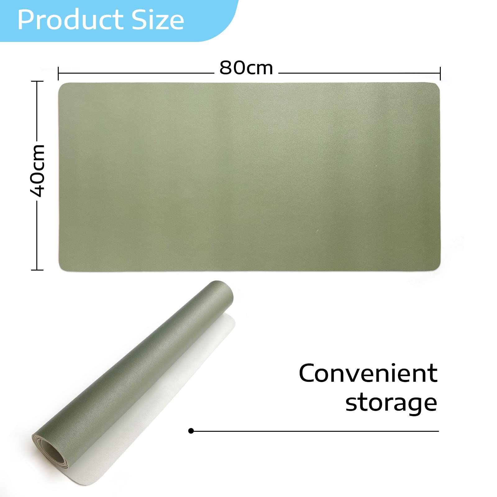 SKY-TOUCH Mouse Pad Large Leather Computer Desk Pad Office Desk Mat Extended Gaming Mouse Pad, Non-Slip Waterproof Dual-Side Use Desk Mat Protector 80cm x 40cm (Green/Silver)