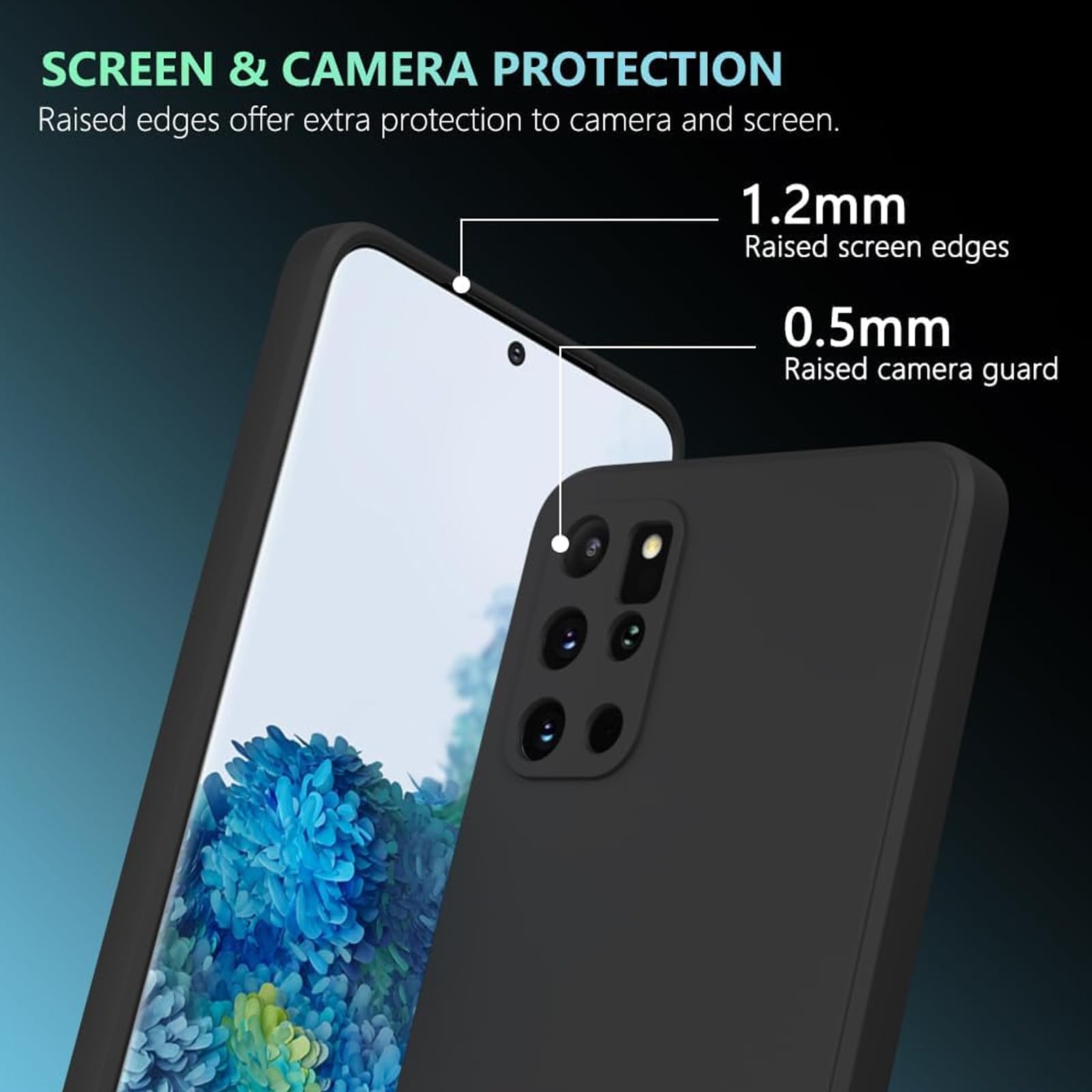 Silicone Cover Case Cover for Samsung Galaxy S20 Plus Thin with Camera Protection Soft Interior Slim Fit Flexible Phone Case (for Samsung Galaxy S20 Plus-Black)