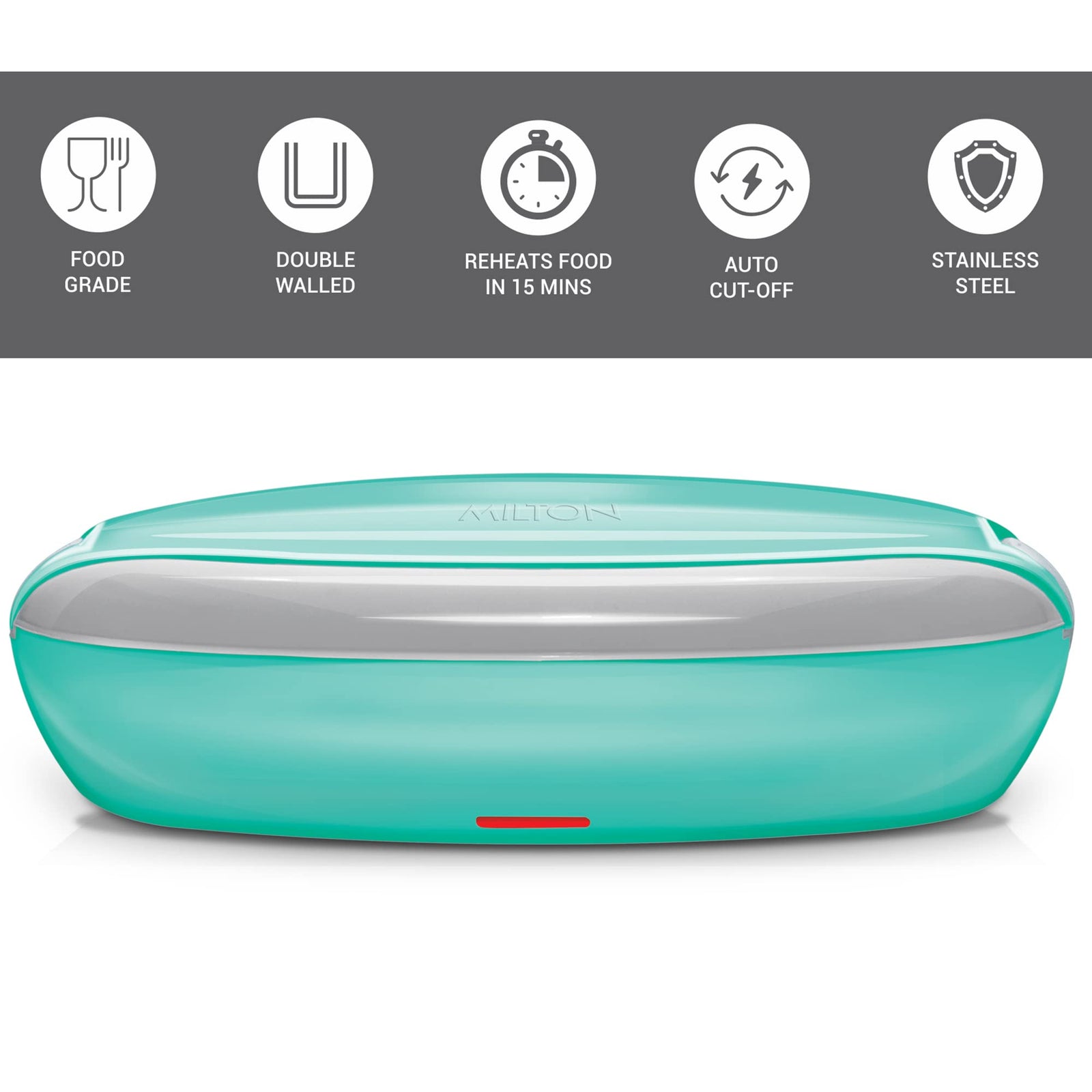 MILTON Euroline Swiftron Stainless Steel Electric Lunch Box Set, 260ml/262mm, 2 Containers, Color May Vary