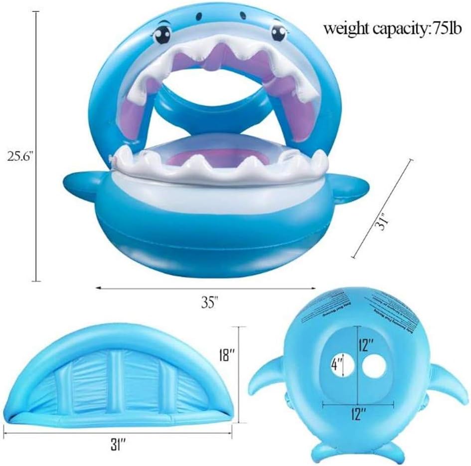 AM ANNA Baby Pool Float Swimming Float with Canopy Inflatable Floatie Swim Ring for Kids Aged 6-36 Months