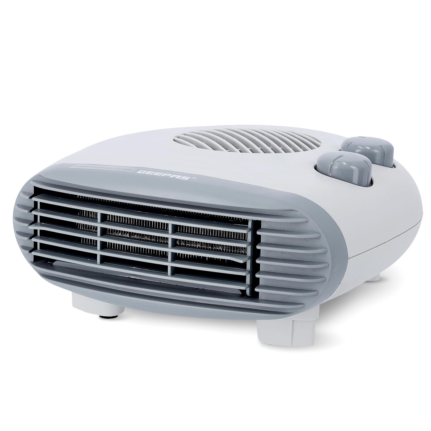 Geepas Portable Flat Fan Heater – Upright or Flatbed, Adjustable Thermostat with 2 Heat Settings 1000-2000W & Overheat Protection - Lightweight Heater with Cool, Warm & Hot Wind