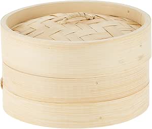 15cm Bamboo Steamer, 1-Tier Organic Handmade Bamboo Steam Basket with Lid, Chinese Food Steamers, 100% Natural Bamboo Healthy Cooking, Perfect for Steamed Buns, Dumplings, Vegetables, Rice or Meat