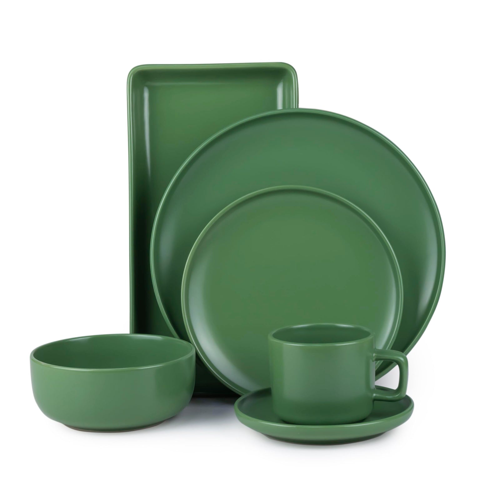 Bone China 19-Pieces Stoneware Dinnerware Set, Dinner Set, Kitchen Dinnerware Ceramic Crockery Set, Dinner Service Set for 4, 26cm Dinner Plate, 20m Plate, Cereal Bowl, cup & saucer, Platter LANA