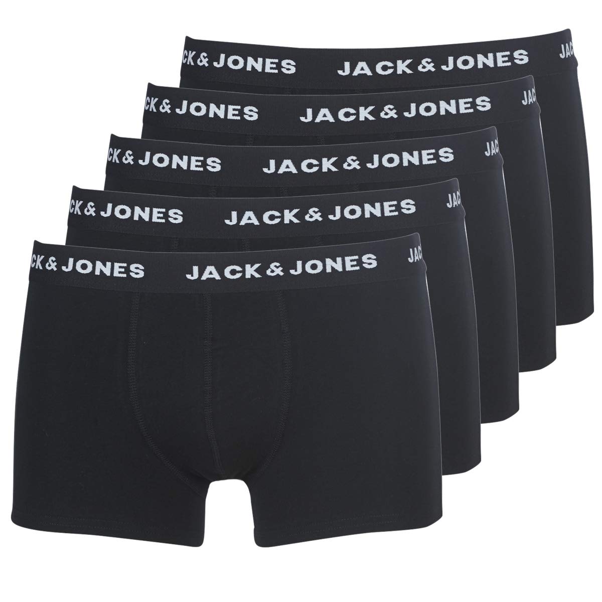 Jack & Jones NOS Men's Jachuey Trunks 5 Pack Noos Boxer Shorts, Black (Black Detail: Black & Black)