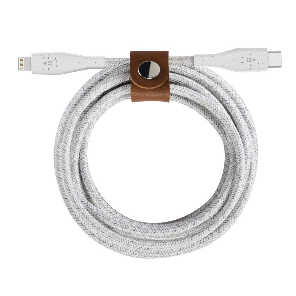Belkin Boost Charge USB-C Cable with Lightning Connector + Strap (DuraTek) - White