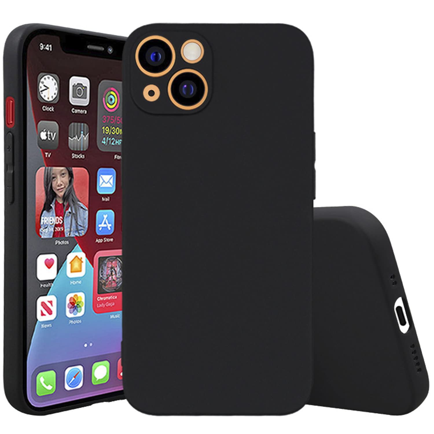 GXFCZD Case for iPhone 13, 6.1-Inch, Silky-Soft Touch, Full-Body Protective Case, Shockproof Cover with Microfiber Lining(Black)