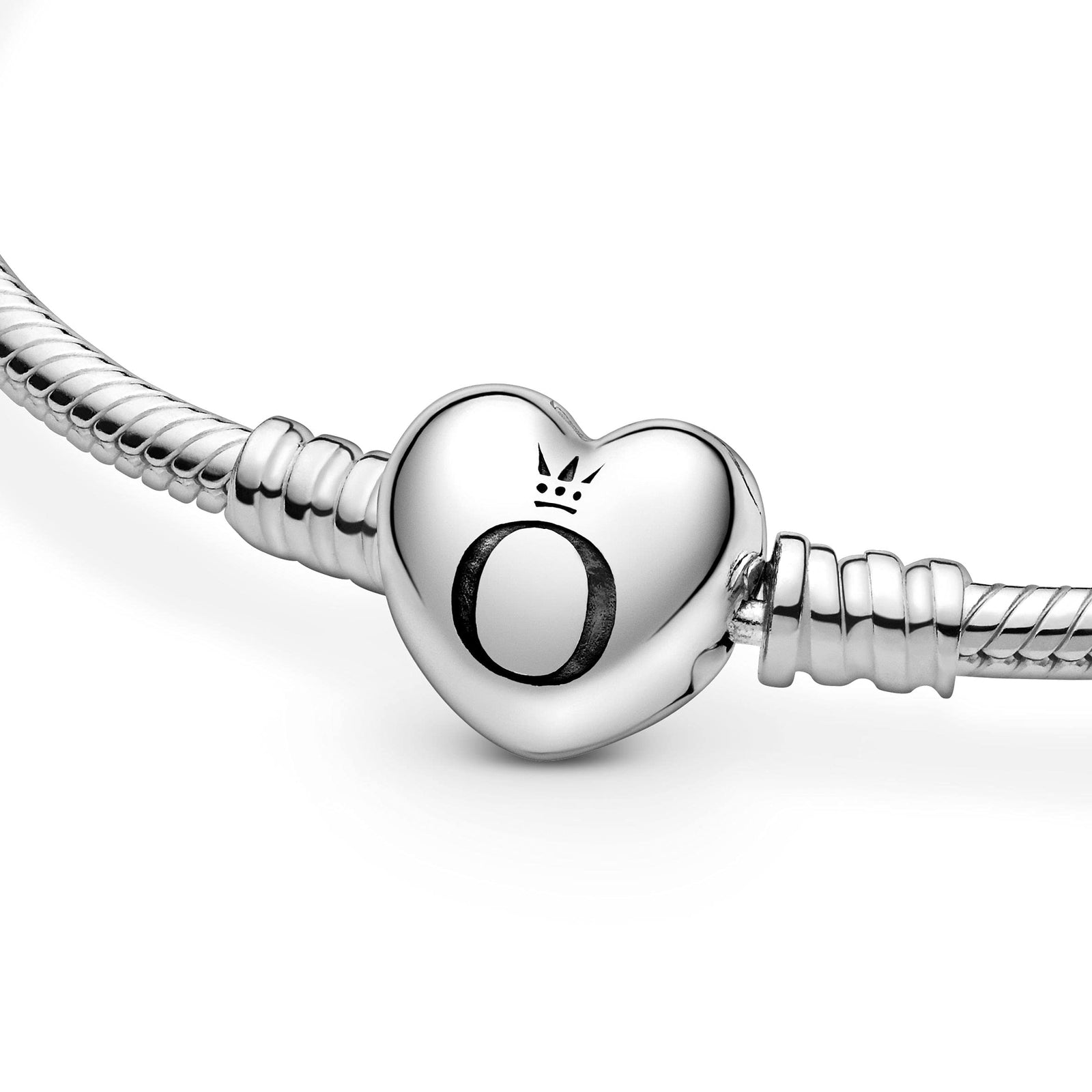 Pandora Moments Women's Sterling Silver Heart Clasp Snake Chain Bracelet for Charms