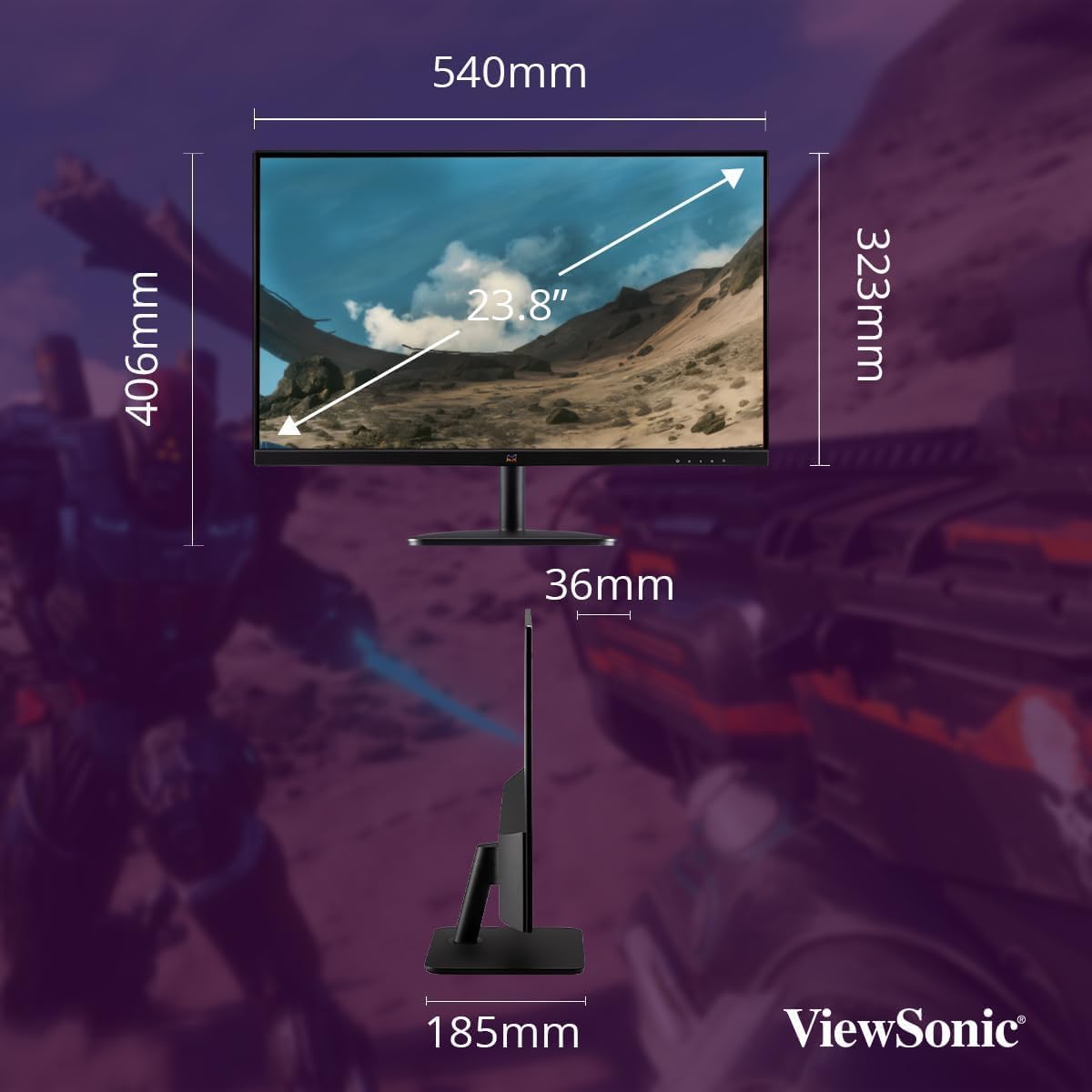 ViewSonic  Full HD IPS Monitor with Frameless Design,75 HZ, VGA, HDMI, Eye Care for Work and Study at Home