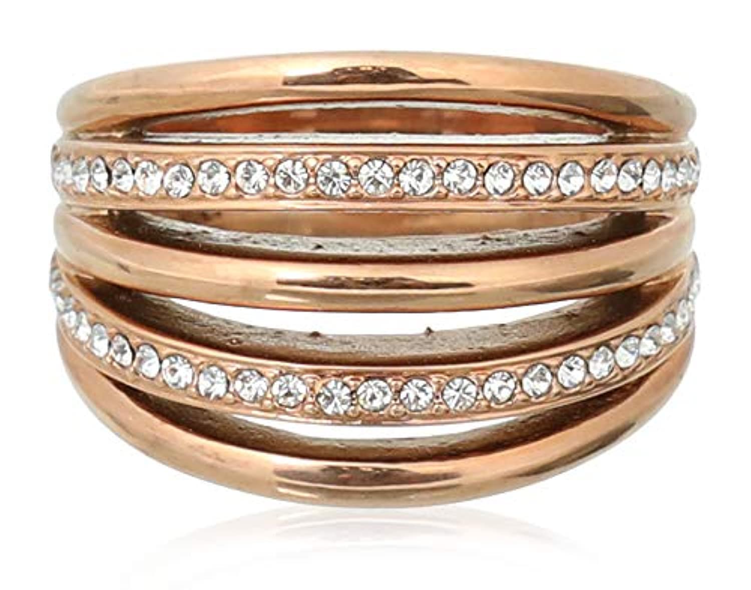 Ferre Milano Fashion Ring For Women, Rose Gold, 56 EU, Zircon