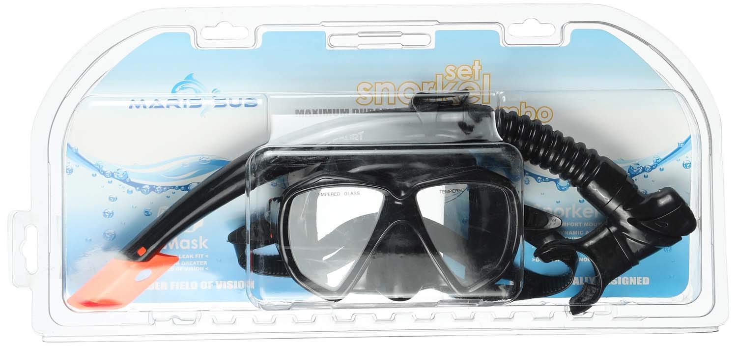 SPURT Snorkeling Mask with Tube M208 (Pvc) Black Set of 2