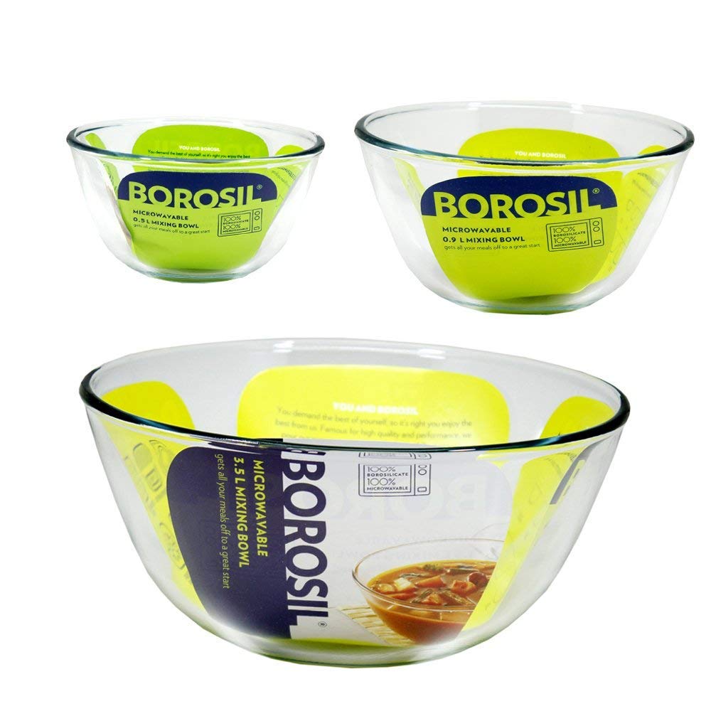 Borosil Glass Mixing & Serving Bowl, Oven & Microwave Safe Bowl, 500 ml, Borosilicate Glass, Clear