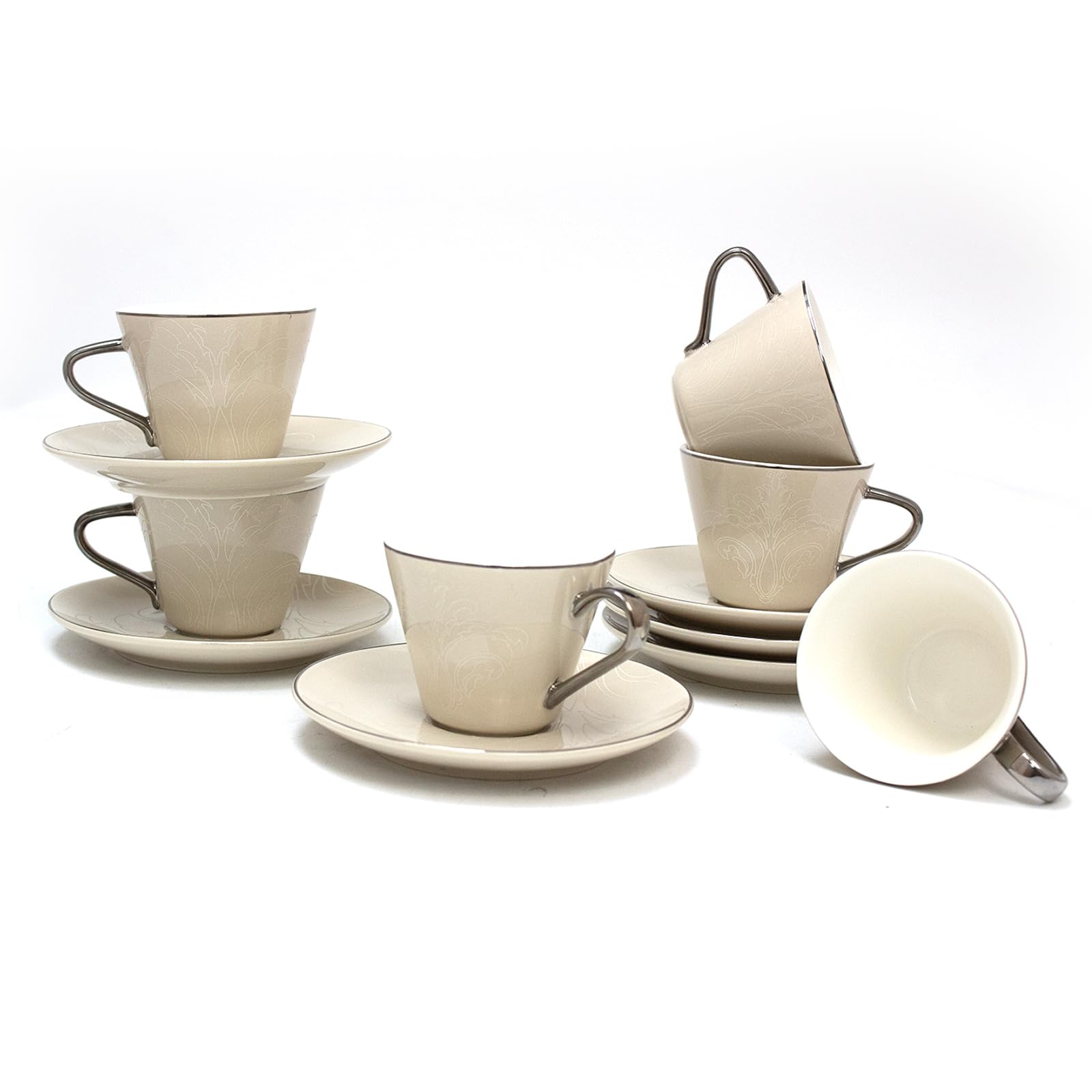BLACKSTONE Turkish Cup and Saucer 10pc Set Tea Service 5x Cups (100ml) with 5x Saucers (12.5cm) CFCS042