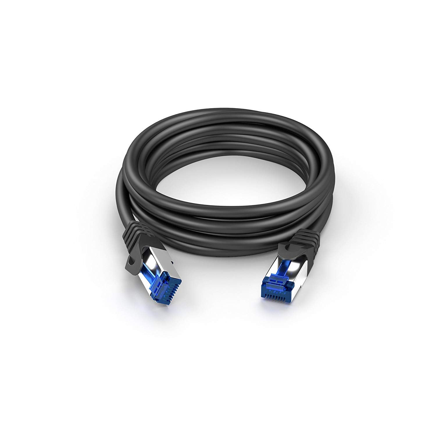 KabelDirekt – 30m – Ethernet, patch & network cable (transfers gigabit internet speed, ideal for 1Gbps networks/LANs, routers, modems, switches, RJ45 plug (blue), black)