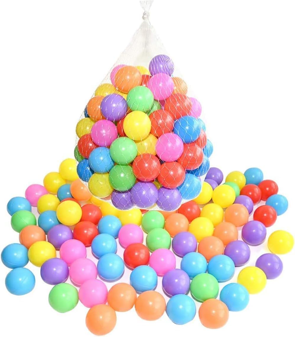 SKY-TOUCH 100 Pieces Each Pack of Soft and Colorful Plastic Ocean Balls, Ideal to fill Indoor and Outdoor Playpen, Ball Pits and Playhouse for Babies, Toddlers and Kids (Item Diameter:5.5cm)