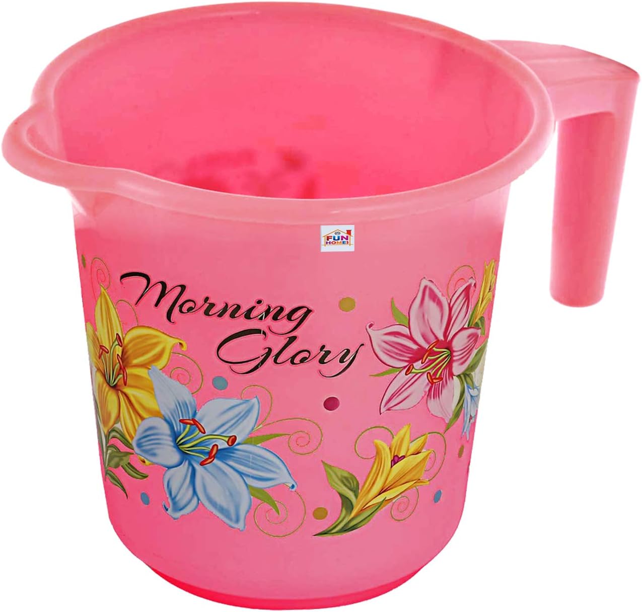 Fun Homes Floral Print 12 Pieces Unbreakable Strong Plastic Bathroom Mug,500 ML (Pink)