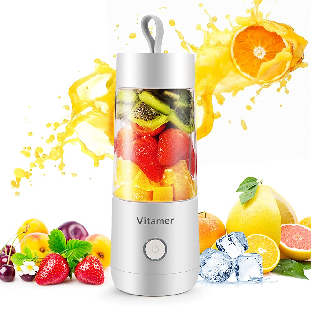 Eesyy Portable Blender Personal Size Blender, Personal Juicer with USB Rechargeable, Cordless Juicer Personal Blender, Mini Mixer with Cup, Fruit Vegetable Juice Blender White