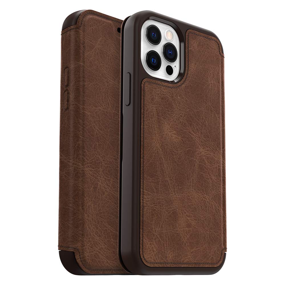 OTTERBOX STRADA SERIES Case for iPhone 12 & iPhone 12 Pro - ESPRESSO (DARK BROWN/WORN BROWN LEATHER)