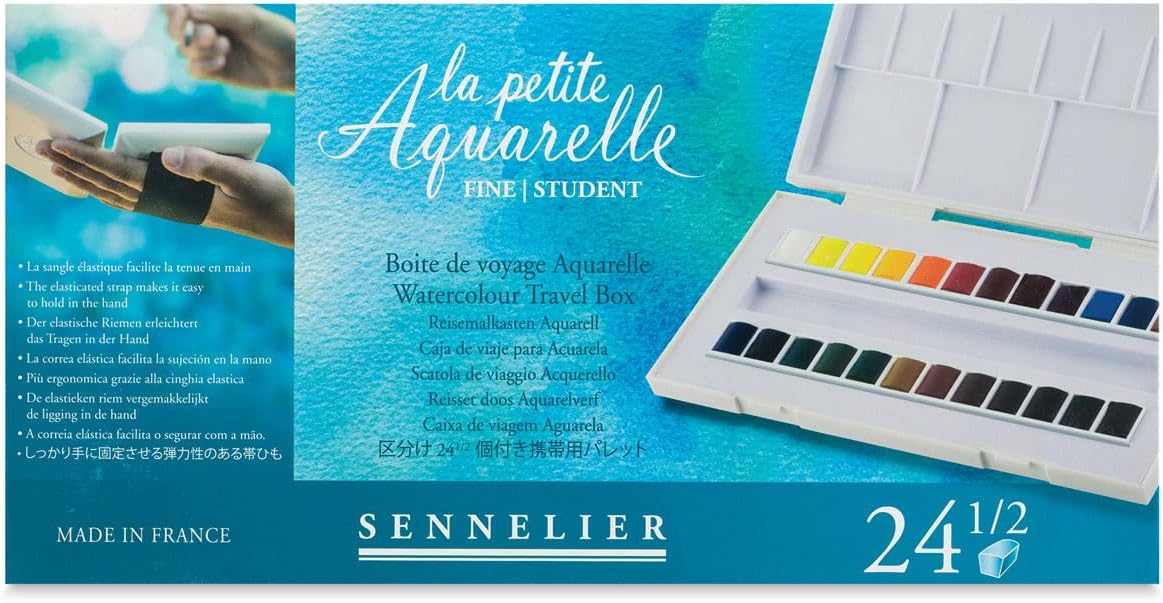 SENNELIER, La Petite Aquarelle Watercolor Sets, 24-Color Half Pan Set, Multicolor