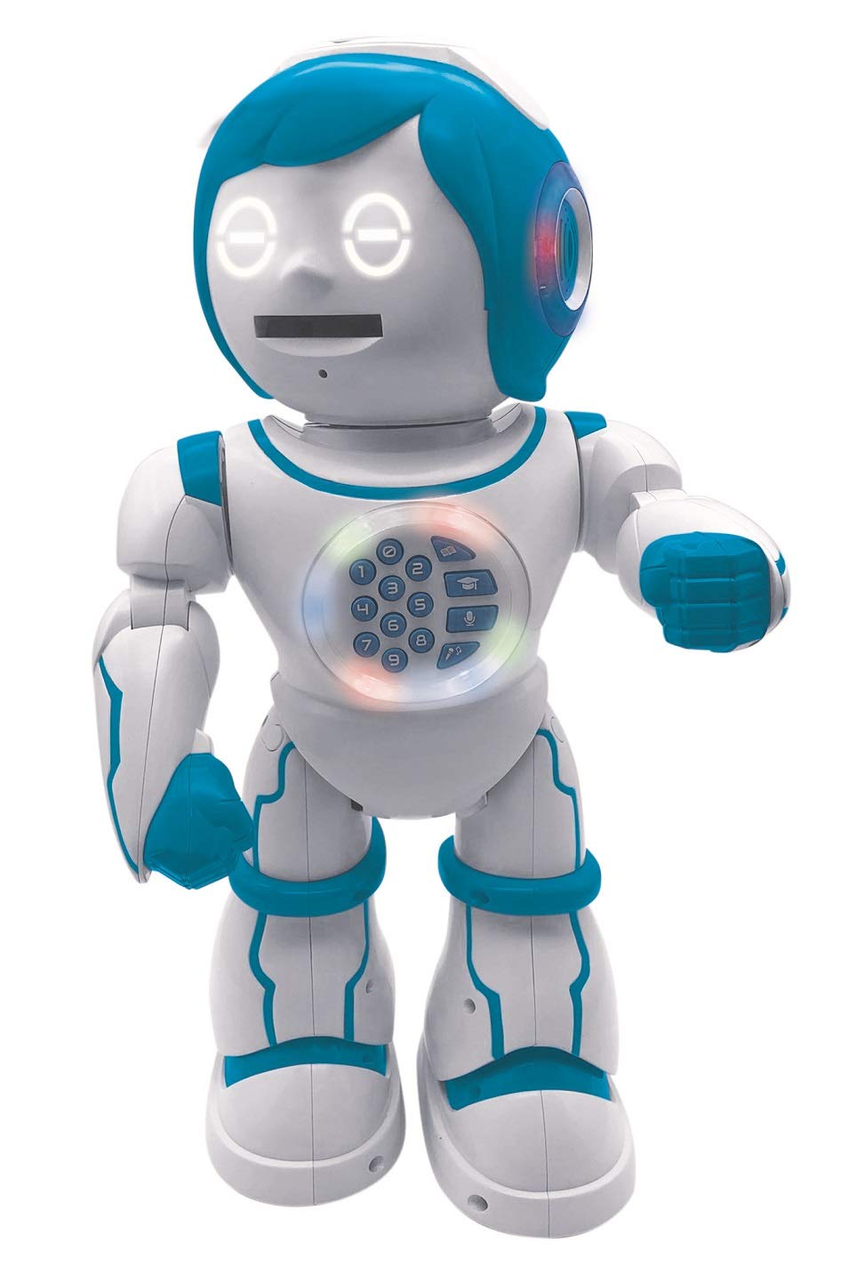 Lexibook Powerman Kid - Educational and Bilingual English/French Robot - Walking Talking Dancing Singing Toy - STEM Programmable Telling Creating Stories - Quizzes Shooting Discs for kids - ROB90DE