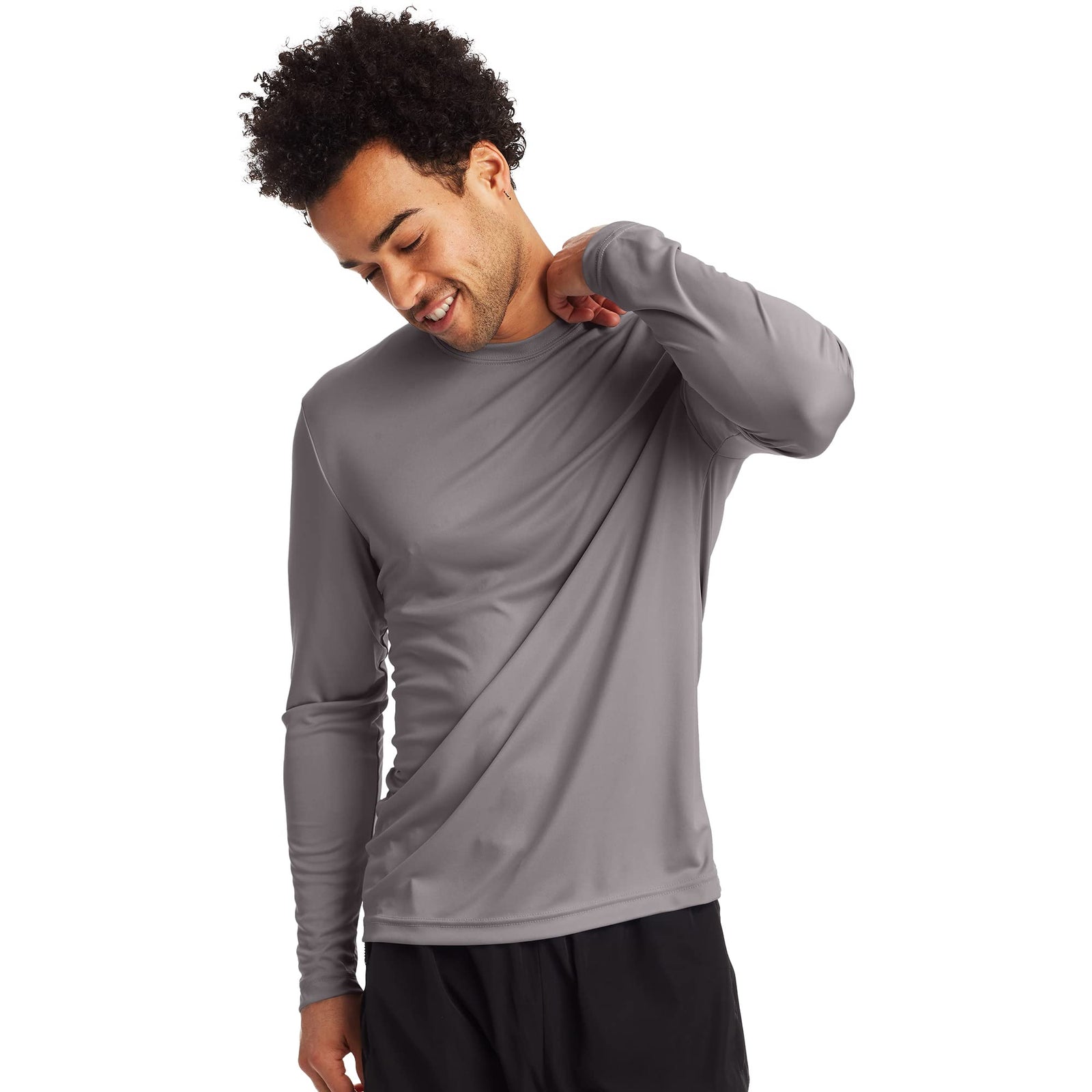 Hanes Sport Men's Long-Sleeve T-Shirt Pack, Cool DRI Moisture-Wicking Performance, UPF 50+ Sun Protection Tee, 2-Pack