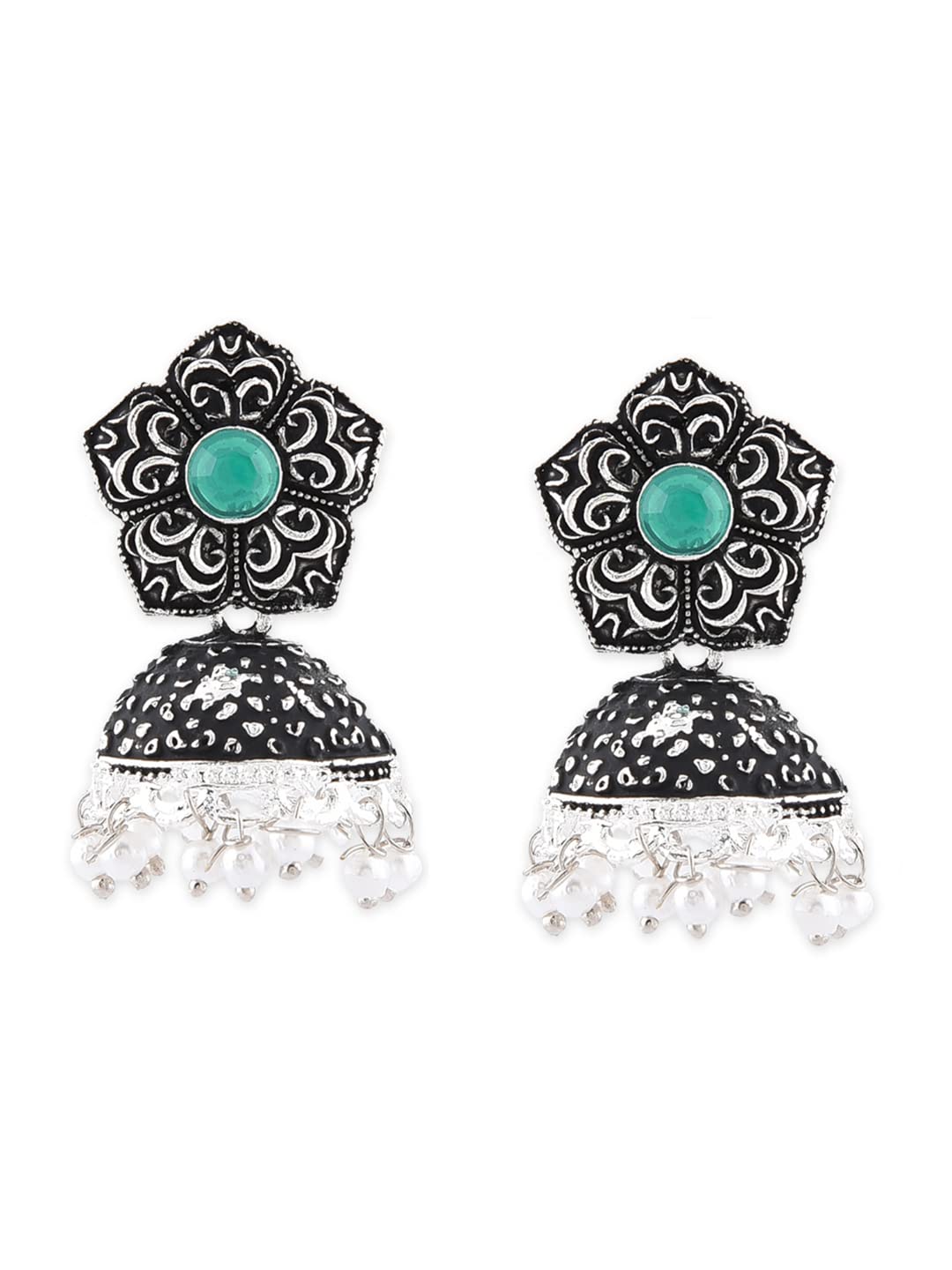 ZAVERI PEARLS Combo Jhumkis For Women (Silver) (Zpfk6280)
