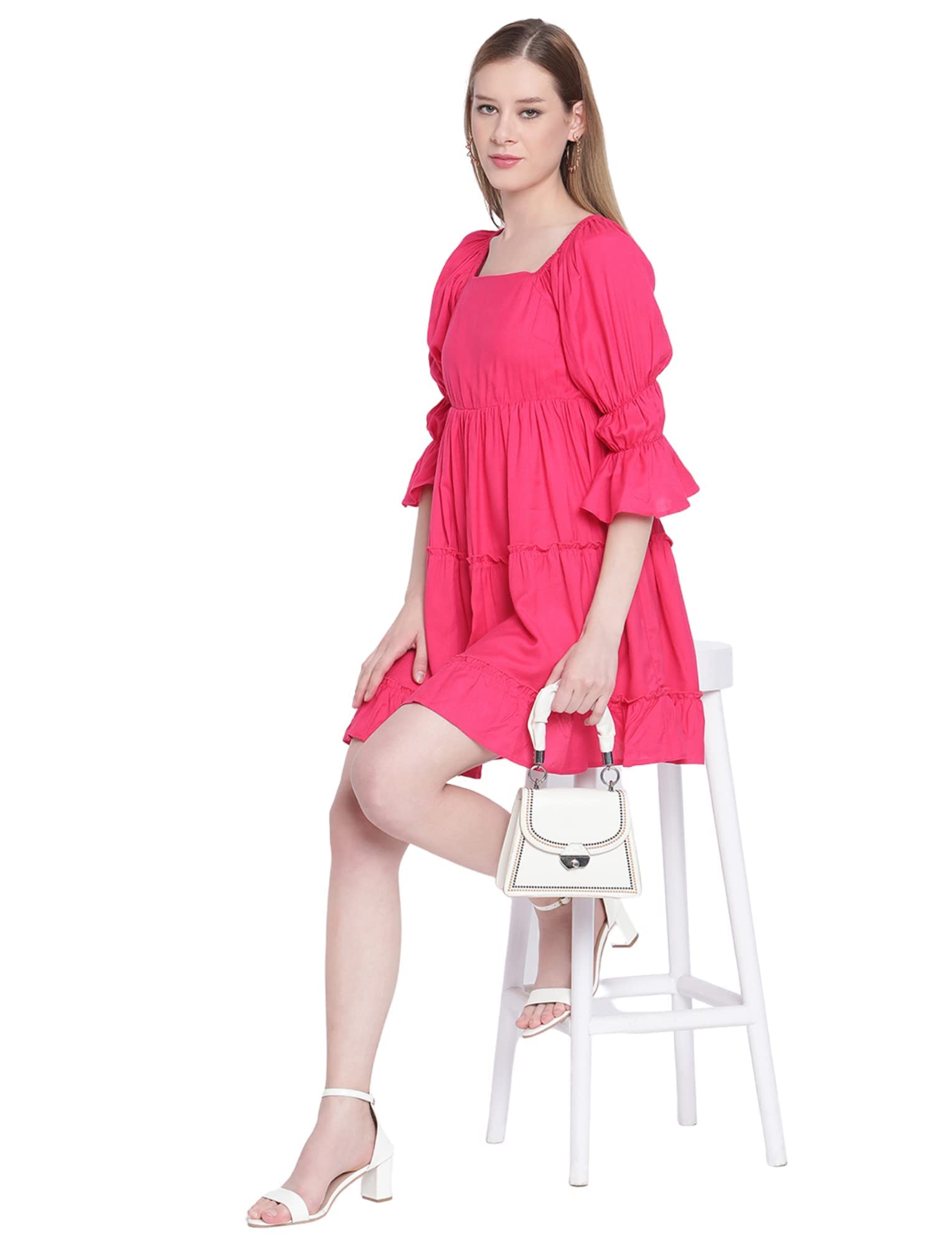 Styleville.in Square Neck Dress with Starment Sleeves