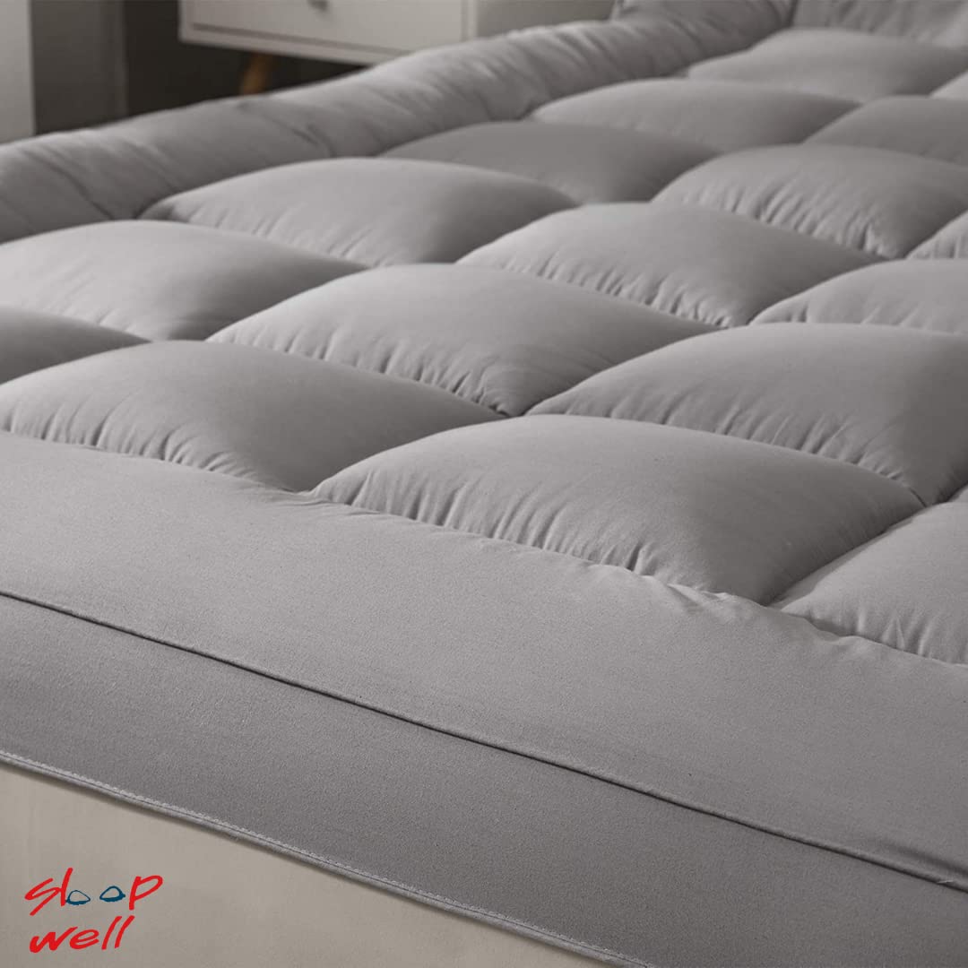Sleep Well Single Soft Material Mattress Topper, Fabric, Grey (100x200cm)