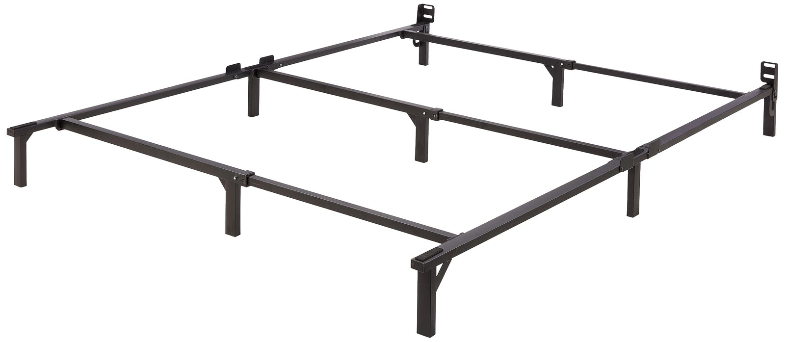 Amazon Basics Metal Bed Frame, 9-Leg Base for Box Spring and Mattress, Queen, Tool-Free Easy Assembly, Black, 201.9 cm L x 152.4 cm W x 17.7 cm H