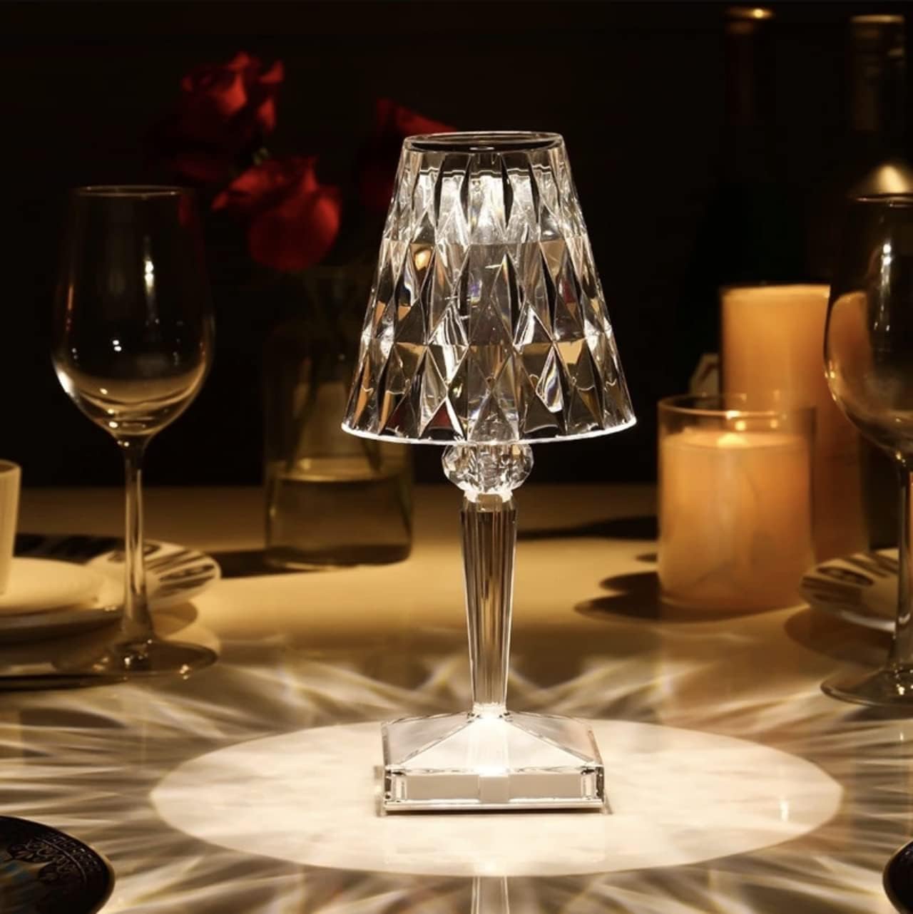 Touch Crystal Diamond Table Lamp, Romantic LED Night Light Modern Gift Relax Bedside Lamp with USB Charging Port Decoration Desk Nightstand Lamps for LivingRoom/Bedroom/Study Room/Office/Bar