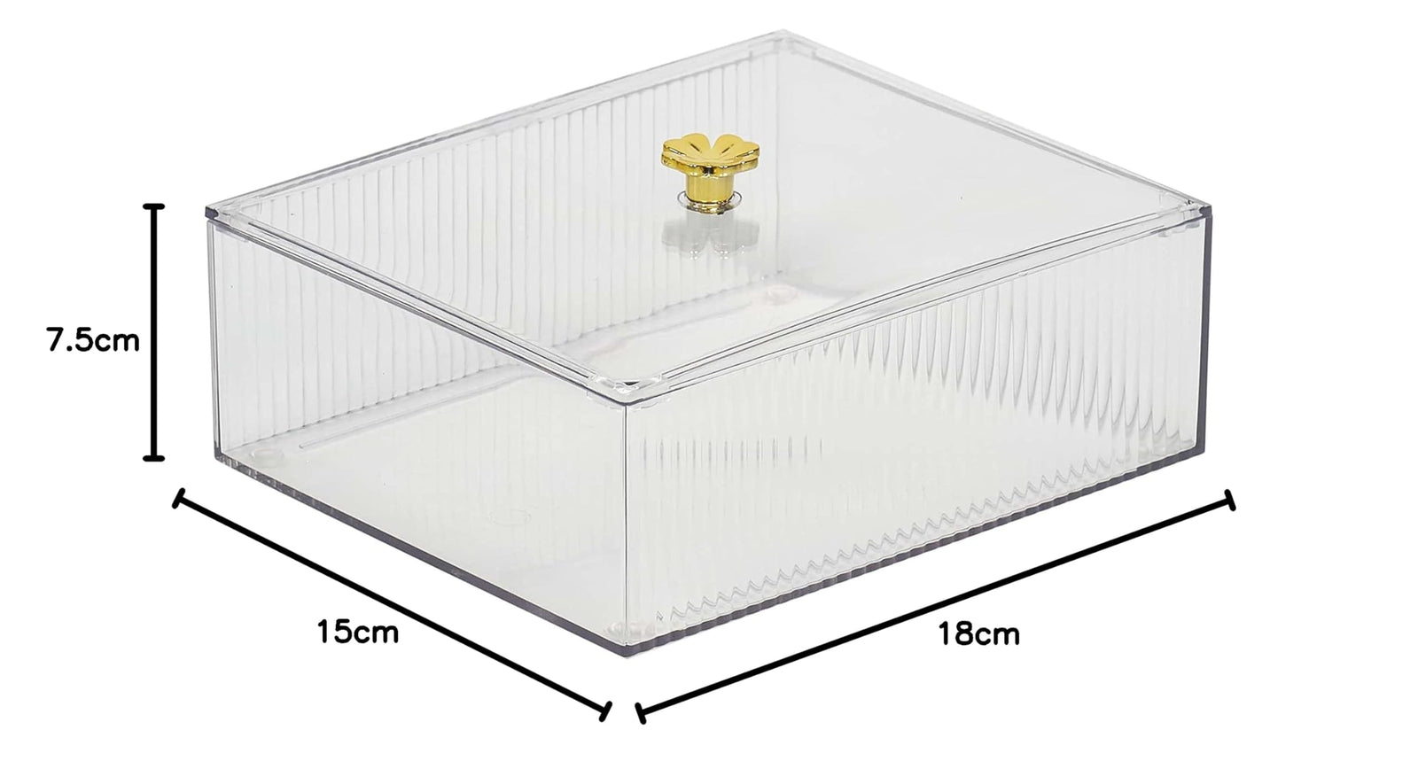 Homesmiths Clear Storage Box, Transparent - Organize Jewellery, Office Supplies, Craft Supplies - L18 x W15 x H7.5 cm