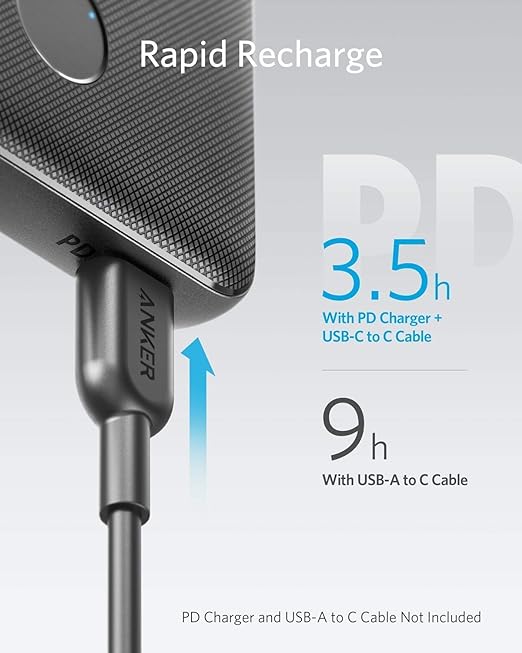 Anker A1231H12 PowerCore Slim Power Bank, 10000 mAh - Black, Without cable - 18 Months Local Warranty