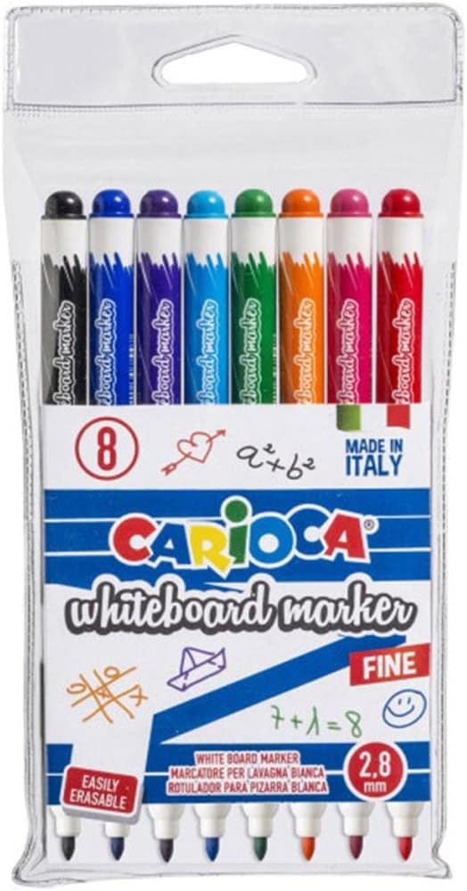 Carioca whiteboard finetip marker wallet 8pcs