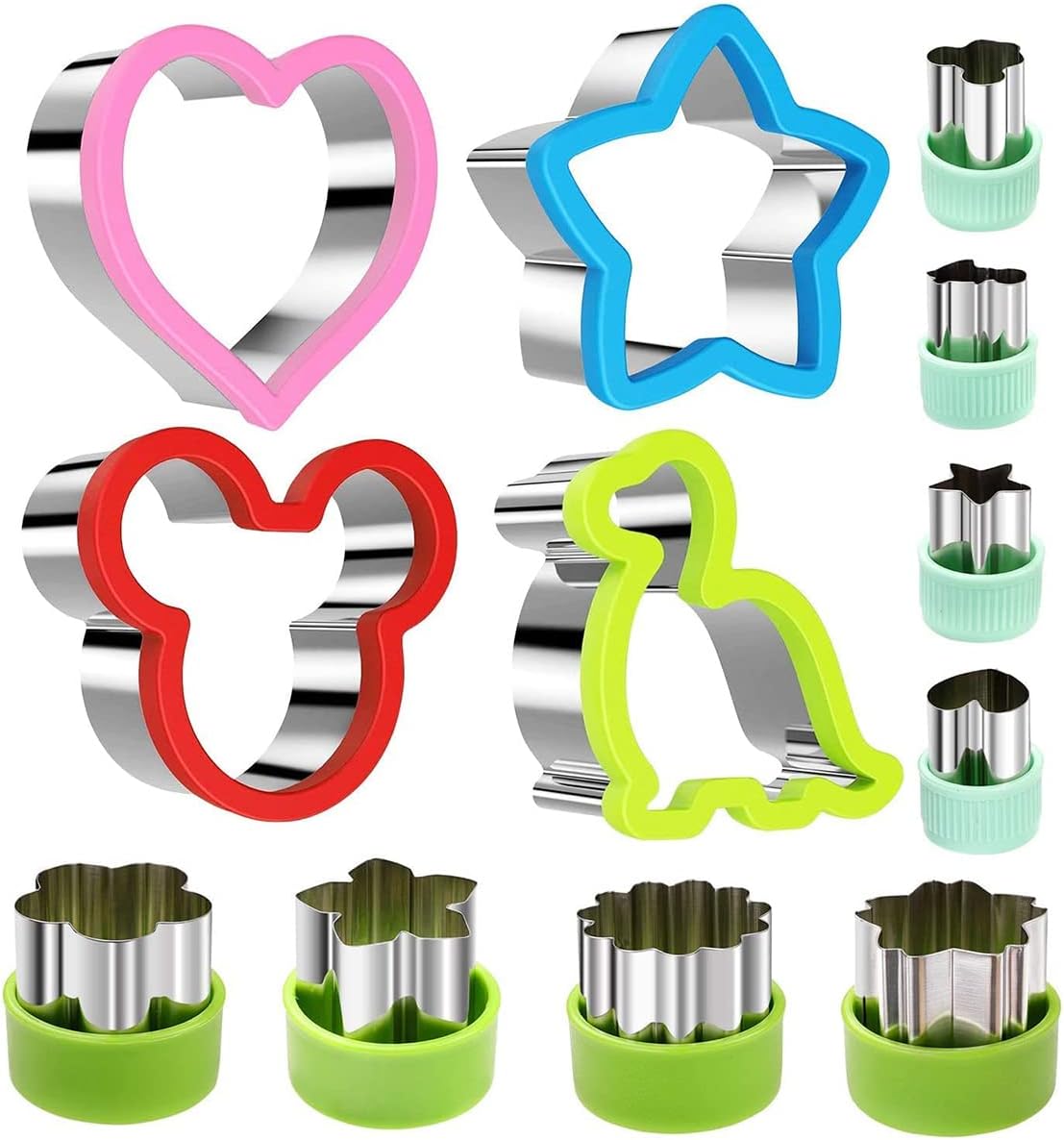 ECVV 12Pcs Stainless Steel Sandwich Cookie Cutters Set Mini Vegetable Fruit Cutters Food Grade Cookie Cutter Mold for Kids Food Decoration Tools for Kitchen