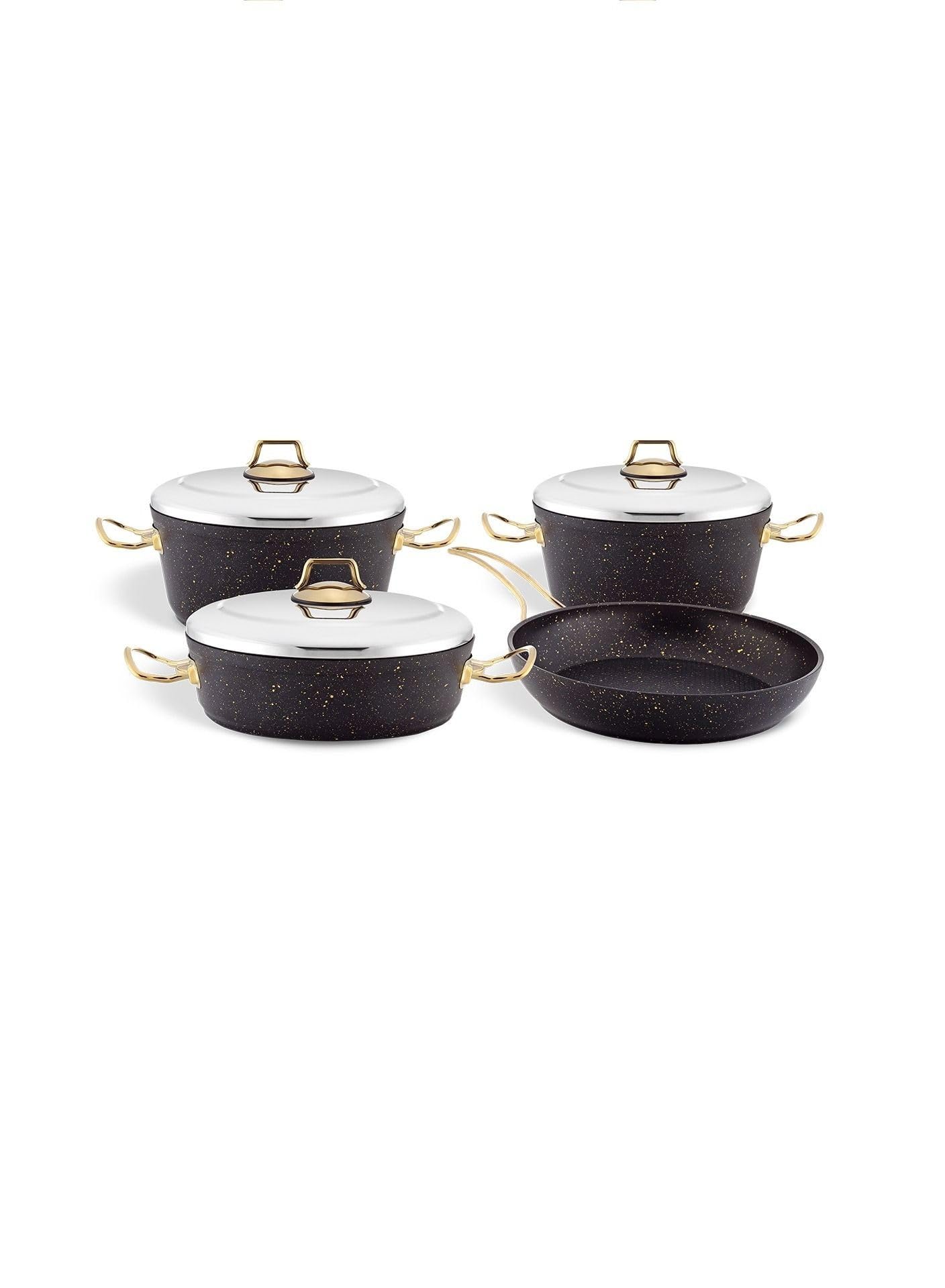 GRANITEC BLACK GOLD 7PC COOKWARE ST STEEL LID