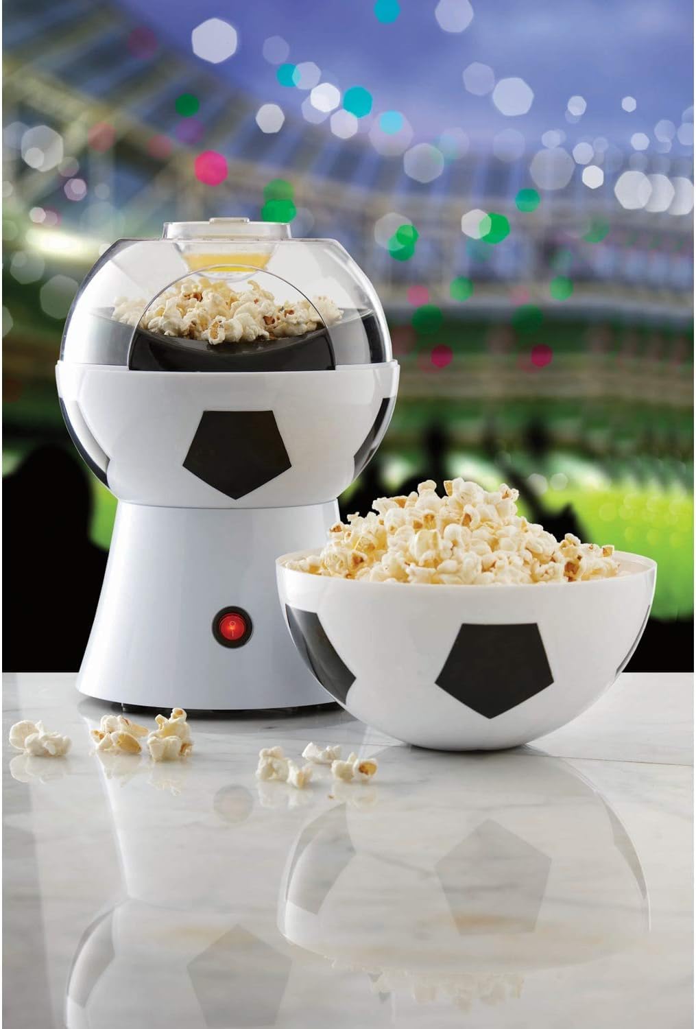 ECVV Soccer Ball Hot Air Popcorn Maker, Electric Popcorn Maker for Holding Parties in Home And Watching Movies with Family, Healthy And Delicious Snack for Kids, Adults