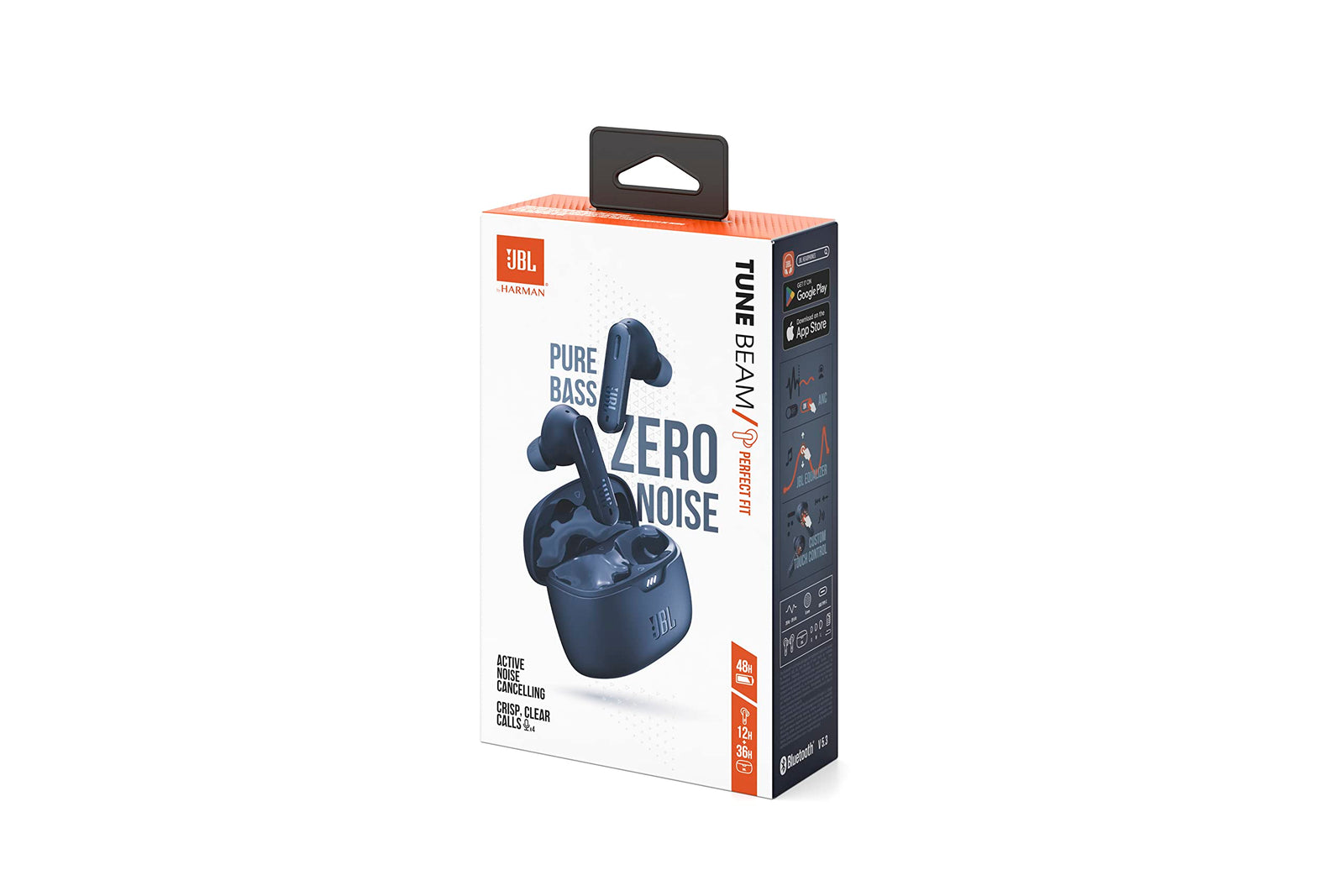 JBL Tune Beam True Wireless Noise Cancelling Earbuds, Pure Bass Sound, Bluetooth 5.3, Smart Ambient, 4-Mics Technology, VoiceAware, 48H Battery, Water and Dust Resistant - Blue, JBLTBEAMBLU