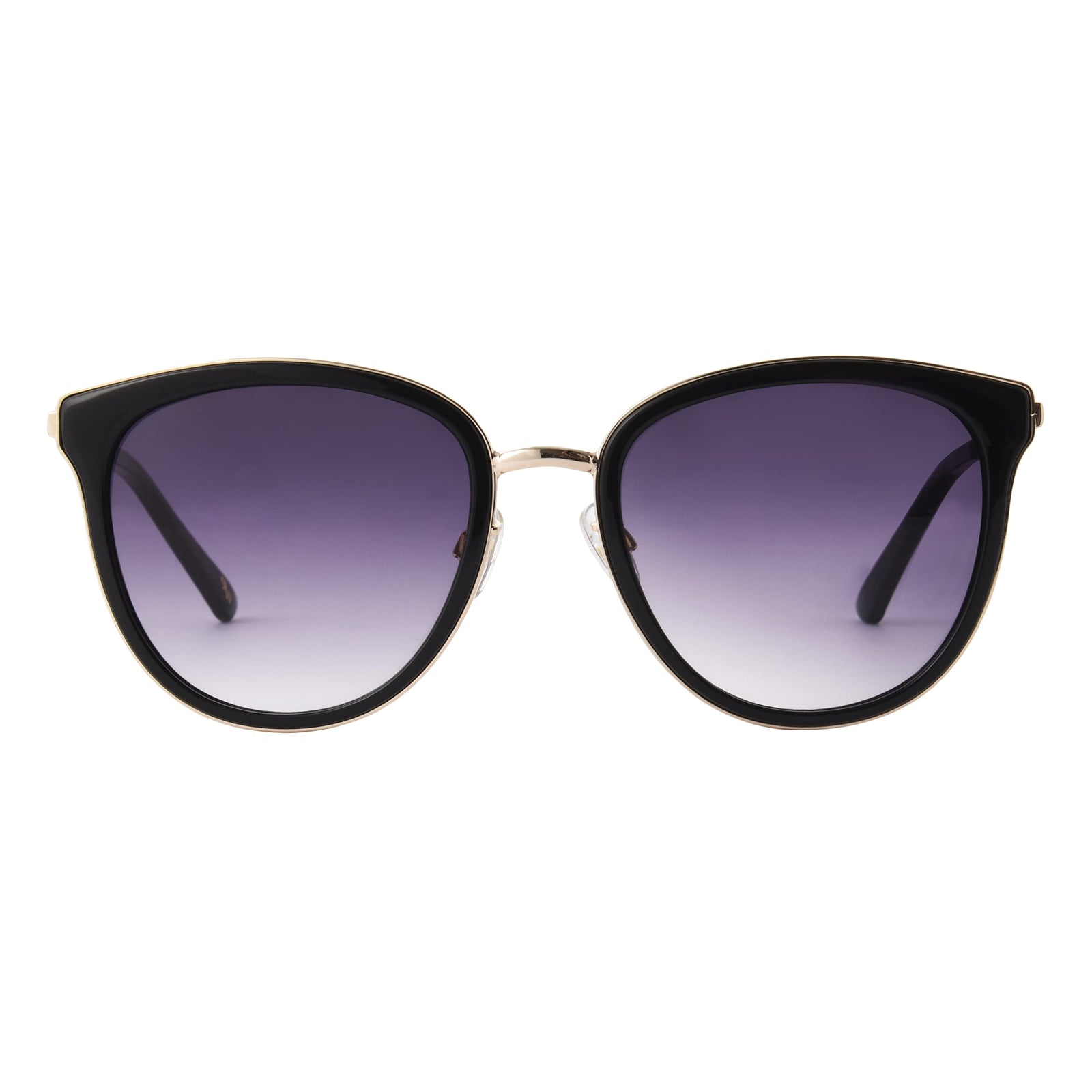 NINE WEST Women's Hayley Sunglasses Round, Black, 52mm