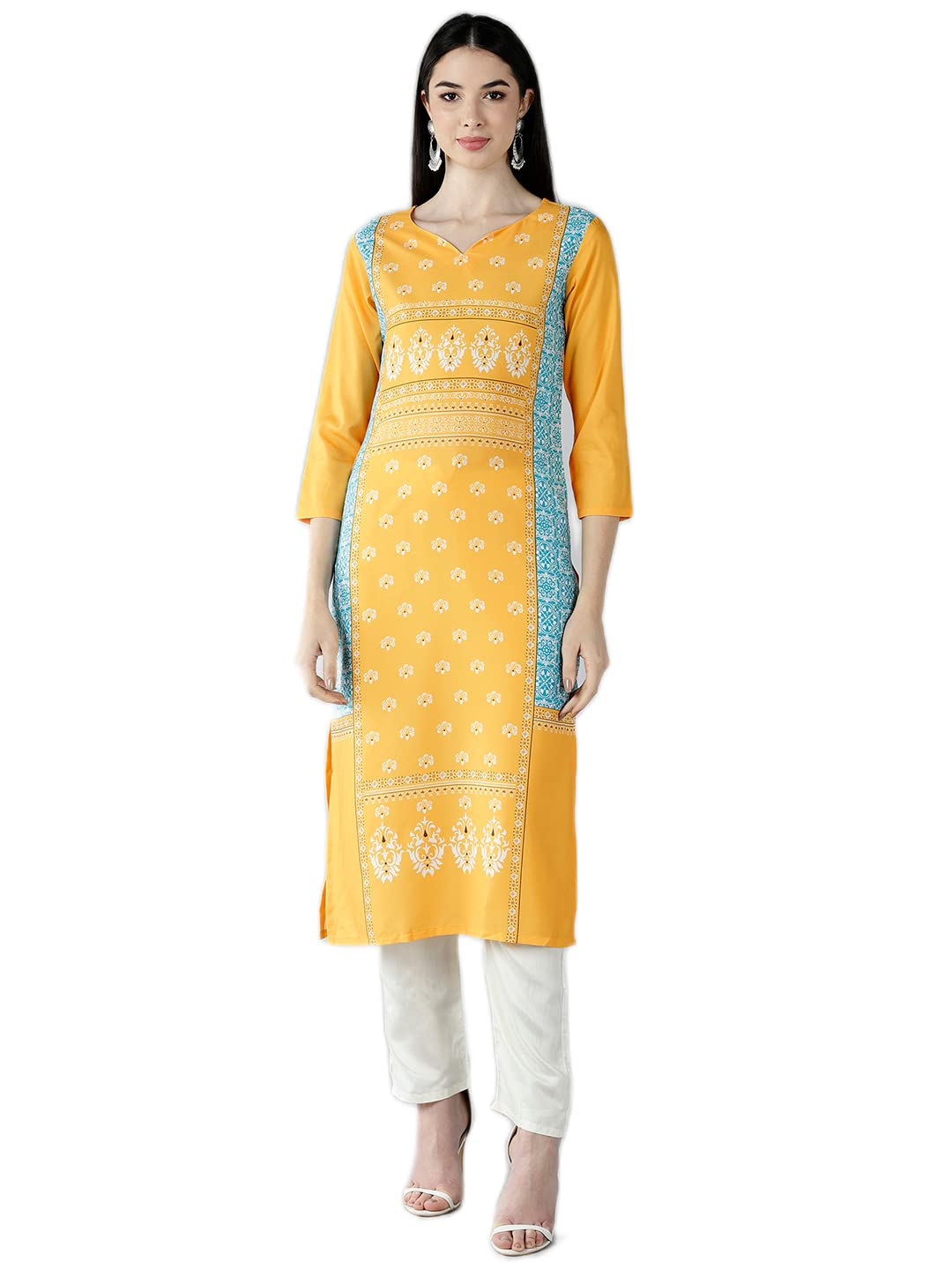 Vaamsi Women's VPK1583 Poly Crepe A-Line Kurta