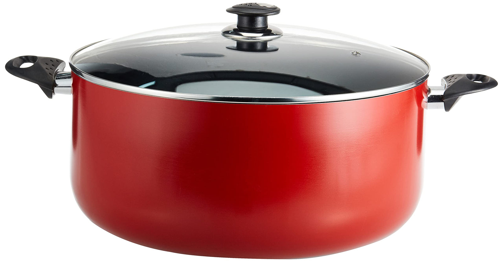 Royalford 36 c.m aluminium casserole with glass lid portable durable ergonomic handle & 3 layer non stick coating, compatible gas, induction hot plate, halogen, multicolor, rf9909