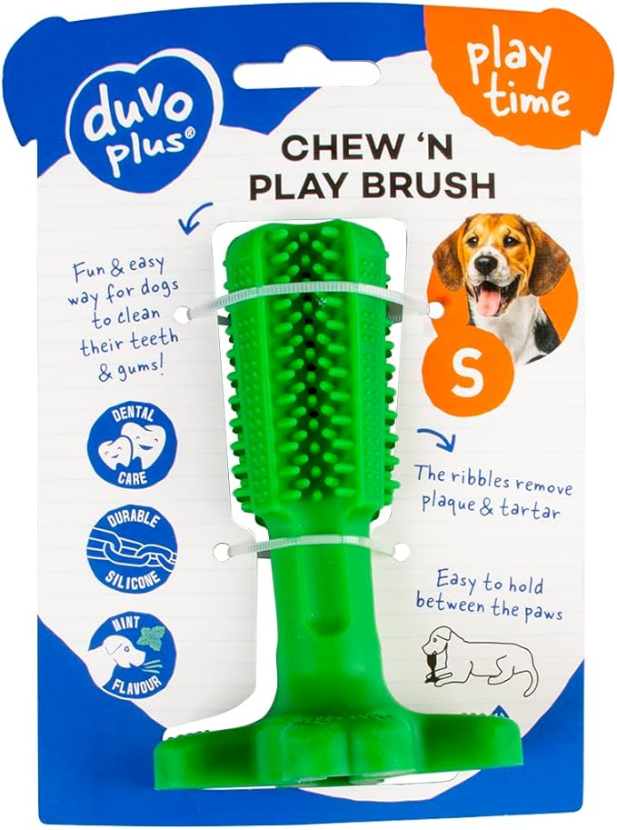 Duvo+ Chew 'n Play Brush,Green Sizes - S 12x7,6x7,6cm