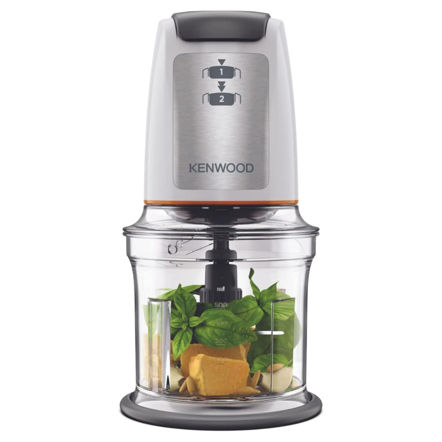 Kenwood Chopper 500W Electric Food Chopper with 500ml Bowl, Dual Speed, Stainless Steel Quad Blade, Multi Mayo Mayonnaise Attachment, Spatula, Ice Crush Function CHP61.100WH White