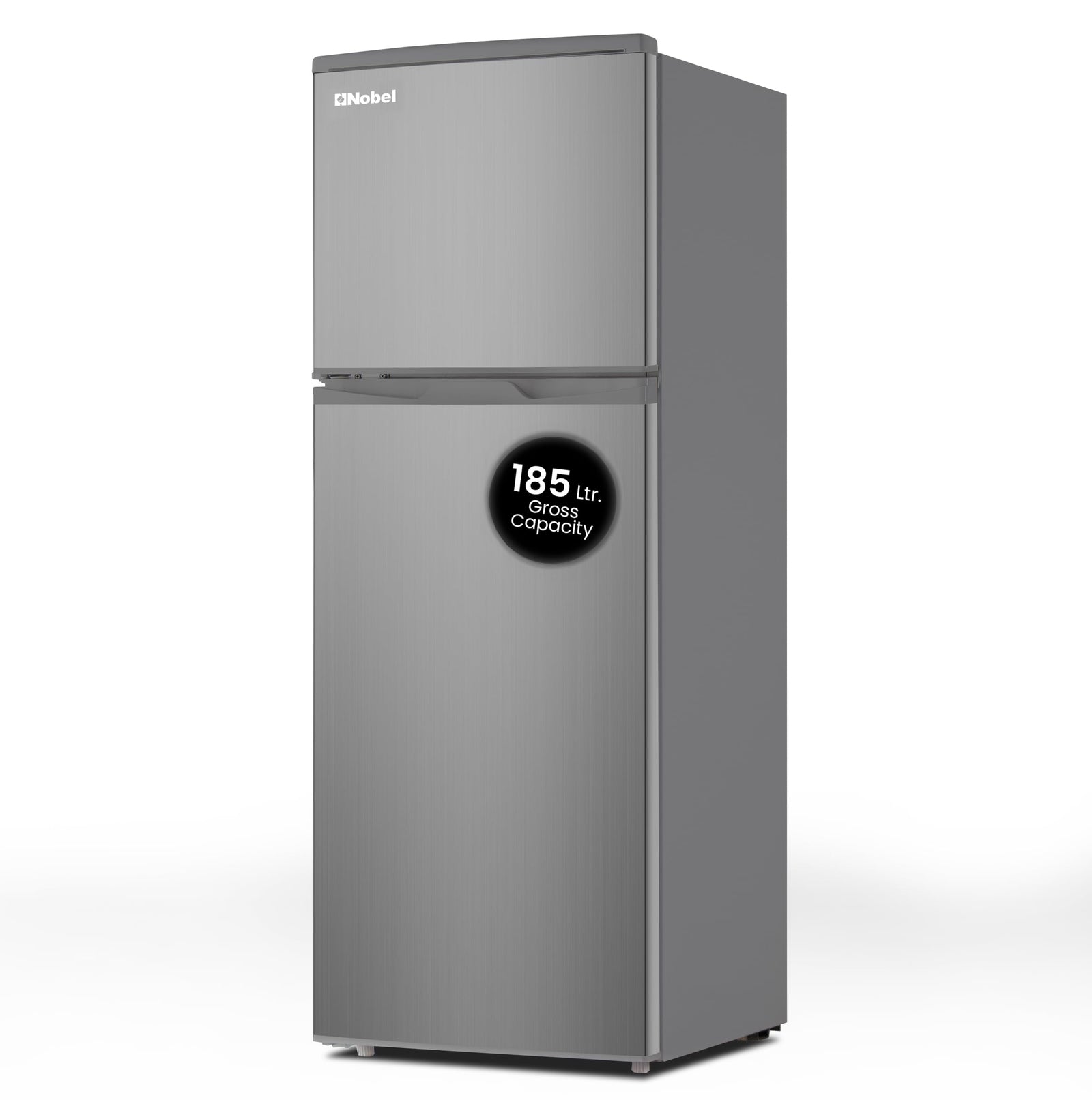 Nobel 185 L Gross / 125 L Net, Double Door Refrigerator, Defrost, R600a Refrigerant, 3 Star Esma, Temperature Control, Inside Light, Vegetable Crisper, Bottle Racks NR185RSI Inox Colour