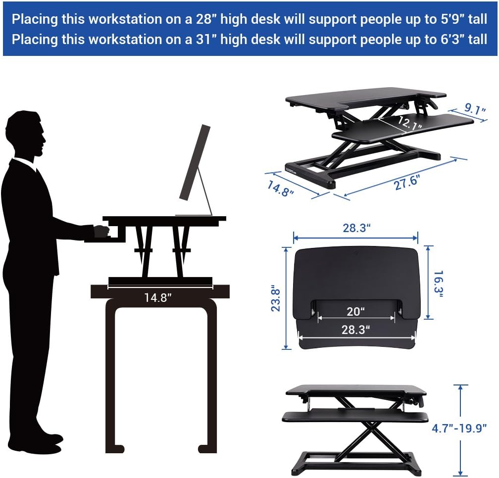 Flexispot Stand Up Desk Converter 28 Standing Desk Riser With Deep Keyboard Tray For Laptop 28