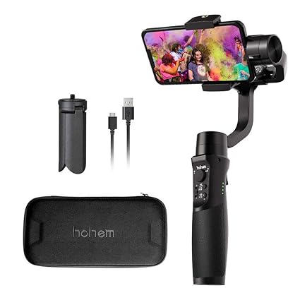 Gimbal Stabilizer for Smartphone, 3-Axis Phone Gimbal for Android and iPhone 13,12,11 PRO, Stabilizer for Video Recording with Face/Object Tracking, 600 °Auto Rotation - hohem iSteady Mobile Plus