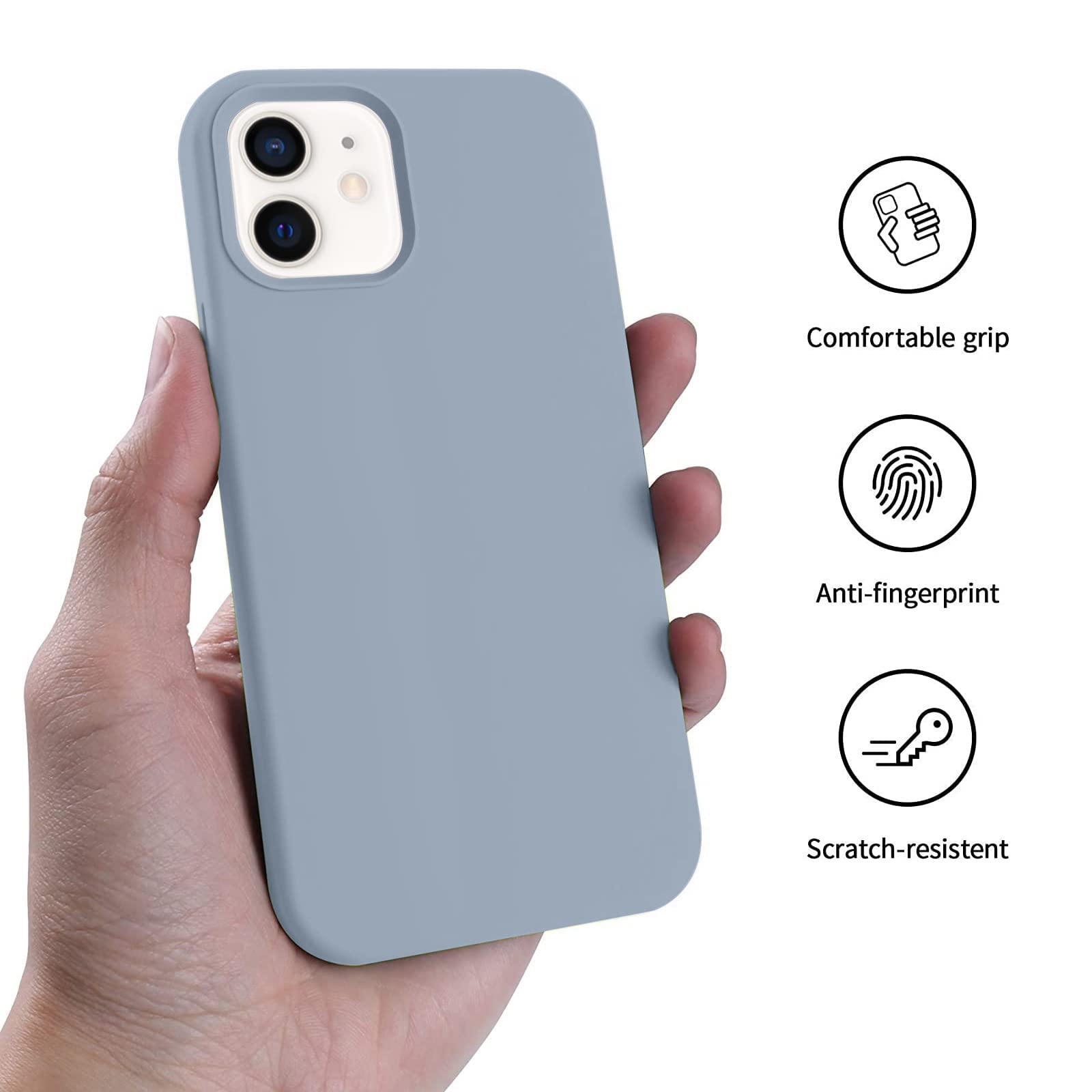 [Non-Yellowing] Compatible with iPhone 12 shell, military grade 10 feet drop tested, (camera protection, anti-scratch), 6.1 inch silicone phone shell, light blue