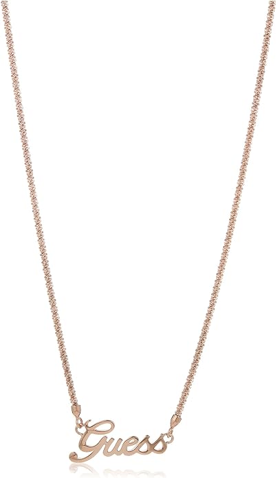 GUESS UBN79076 Stainless Steel Necklace with Zircon-Embellished Logo