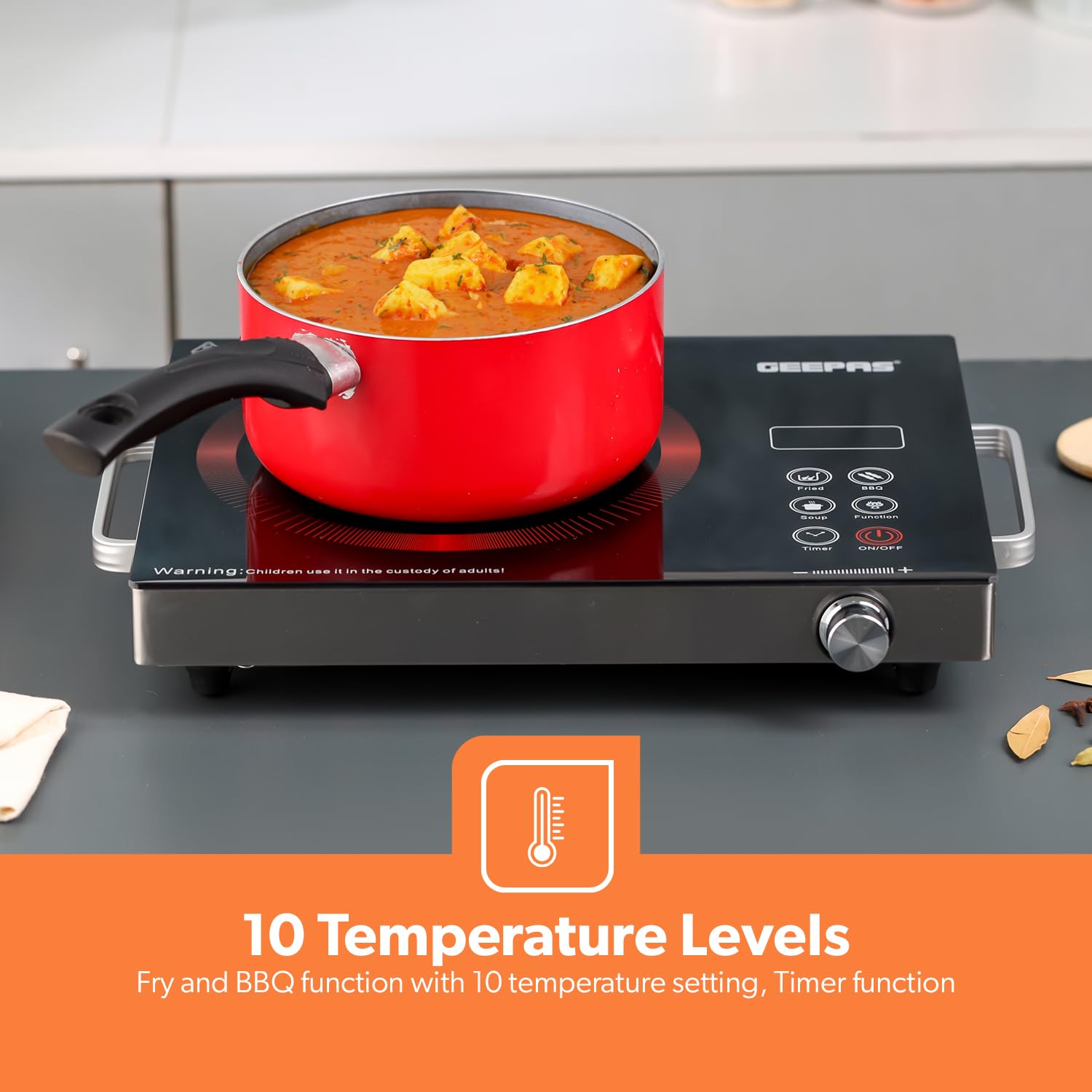 Dig Infrared Cooker 2000W Digital Infrared Cooker GIC6920|Elegant Design, Fireproof material, Stainless steel body| Overheat protection, high & low voltage protection