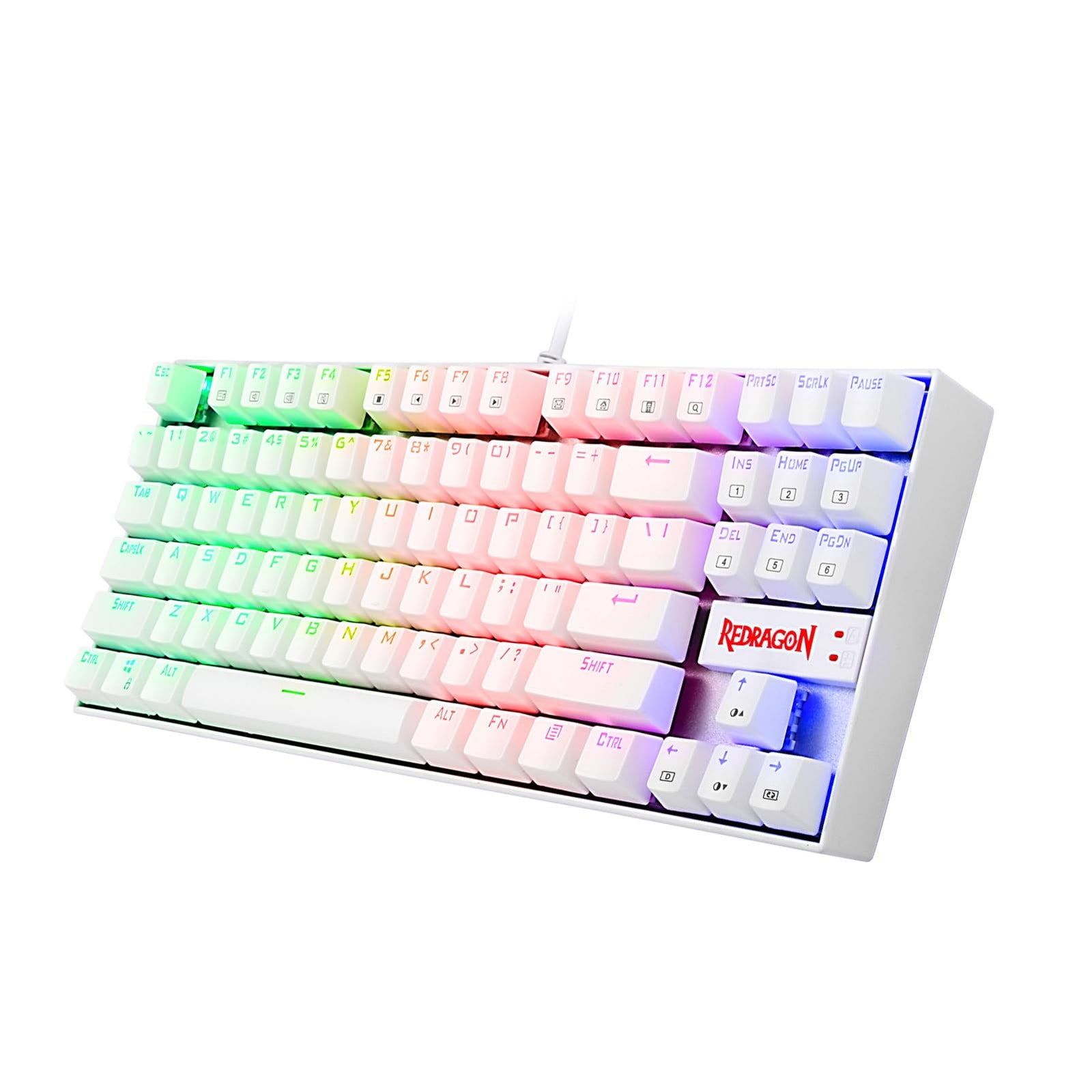 Redragon K552 Mechanical Gaming Keyboard 60 Percent Compact 87 Key Kumara Wired Anti-Dust Proof Red Switches for Windows PC Gamers (RGB Backlit White)