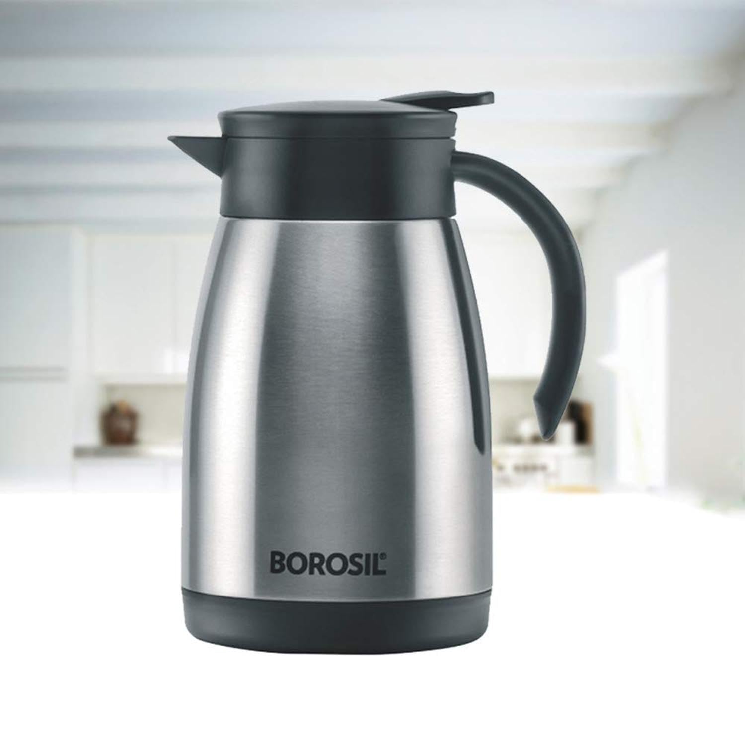 BOROSIL VACUUM INSULATED STAINLESS STEEL TEAPOT | TEA POT | THERMAL FLASK | THERMOS | CARAFE | JUG | COFFEE POT | FOR WATER, COFFEE, TEA | 750 ML SILVER