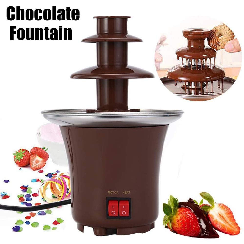 New Mini Chocolate Fountain Three Layers Creative Design Chocolate Melt With Heating Fondue Machine DIY Mini Waterfall Hotpot